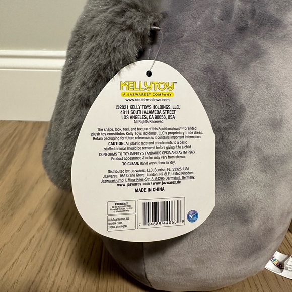 NWT Squishmallows 8” Plush Gray Tie Dye Dog - Gustavos - Picture 6 of 7